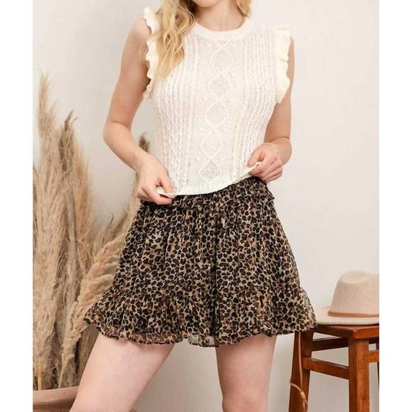 NEW E & M sleeveless ruffle cable knit top in oatmeal - Picture 1 of 5